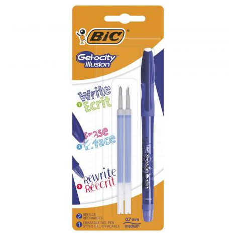 Długopis wymazywalny żelowy Bic Gelocity 0.7mm Niebieski + 2wkłady